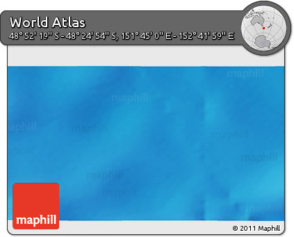 Physical 3D Map of the Area around 48° 38' 36" S, 152° 13' 29" E