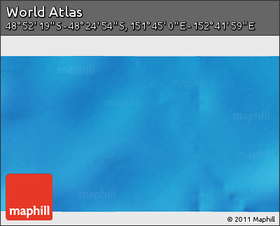 Physical 3D Map of the Area around 48° 38' 36" S, 152° 13' 29" E