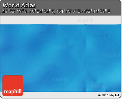 Physical 3D Map of the Area around 48° 38' 36" S, 152° 13' 29" E