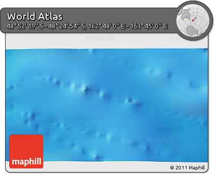 Physical 3D Map of the Area around 48° 38' 36" S, 163° 16' 30" E