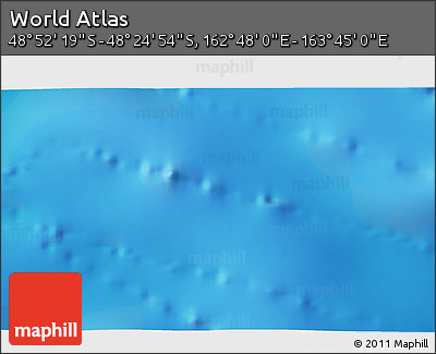 Physical 3D Map of the Area around 48° 38' 36" S, 163° 16' 30" E