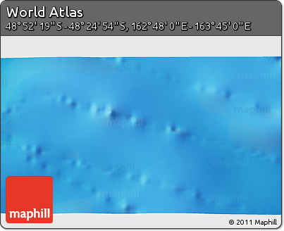 Physical 3D Map of the Area around 48° 38' 36" S, 163° 16' 30" E