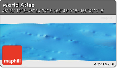Physical Panoramic Map of the Area around 48° 38' 36" S, 163° 16' 30" E