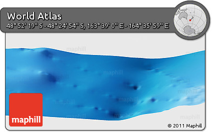 Physical Panoramic Map of the Area around 48° 38' 36" S, 164° 7' 30" E
