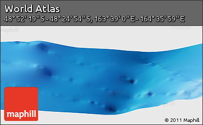 Physical Panoramic Map of the Area around 48° 38' 36" S, 164° 7' 30" E