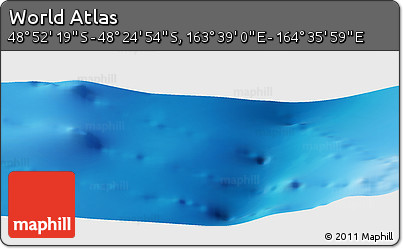 Physical Panoramic Map of the Area around 48° 38' 36" S, 164° 7' 30" E
