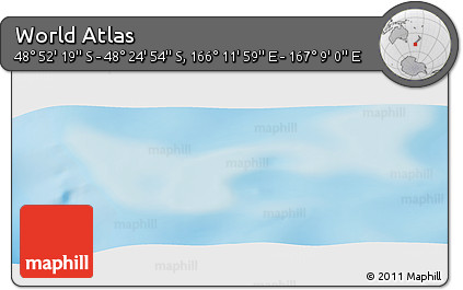 Physical Panoramic Map of the Area around 48° 38' 36" S, 166° 40' 30" E
