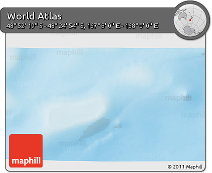 Physical 3D Map of the Area around 48° 38' 36" S, 167° 31' 30" E