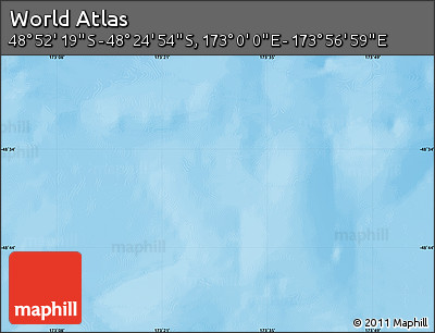 Shaded Relief Map of the Area around 48° 38' 36" S, 173° 28' 29" E