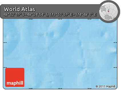 Shaded Relief Map of the Area around 48° 38' 36" S, 174° 19' 29" E