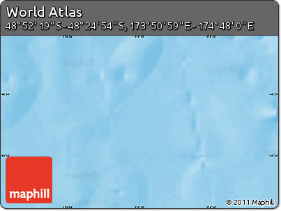 Shaded Relief Map of the Area around 48° 38' 36" S, 174° 19' 29" E