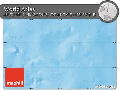 Physical Map of the Area around 48° 38' 36" S, 175° 10' 30" E