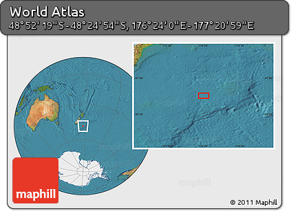 Satellite Location Map of the Area around 48° 38' 36" S, 176° 52' 30" E