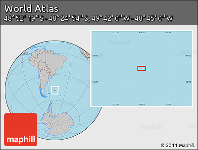 Gray Location Map of the Area around 48° 38' 36" S, 49° 13' 30" W