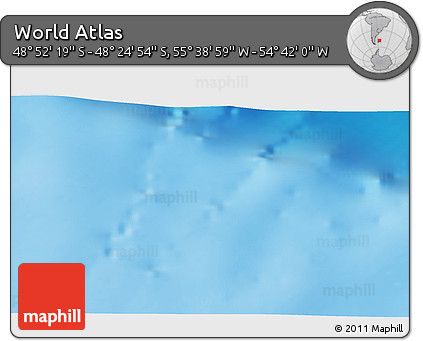 Physical 3D Map of the Area around 48° 38' 36" S, 55° 10' 29" W