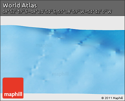 Physical 3D Map of the Area around 48° 38' 36" S, 55° 10' 29" W