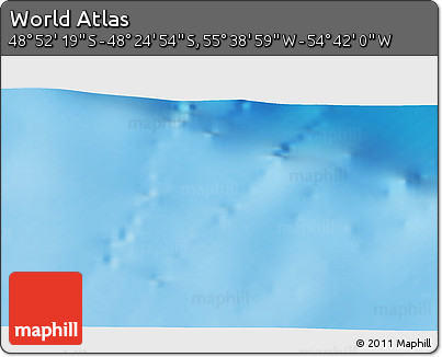Physical 3D Map of the Area around 48° 38' 36" S, 55° 10' 29" W