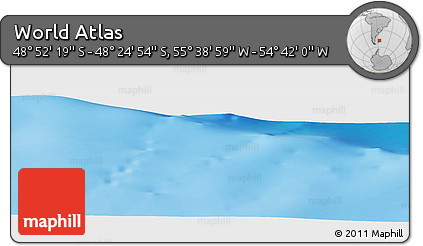 Physical Panoramic Map of the Area around 48° 38' 36" S, 55° 10' 29" W