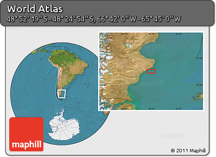 Satellite Location Map of the Area around 48° 38' 36" S, 66° 13' 29" W