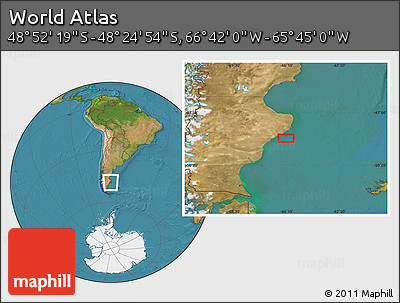 Satellite Location Map of the Area around 48° 38' 36" S, 66° 13' 29" W