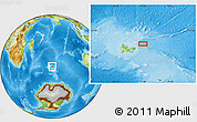 Physical Location Map of the area around 48° 38' 36" S, 71° 28' 29" E