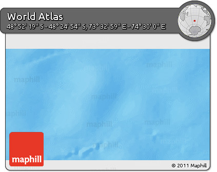 Physical 3D Map of the Area around 48° 38' 36" S, 74° 1' 30" E