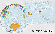 Political Location Map of the area around 48° 38' 36" S, 74° 1' 30" E