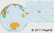 Political Location Map of the area around 48° 38' 36" S, 74° 52' 30" E