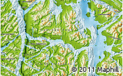 Physical Map of the area around 48° 38' 36" S, 74° 43' 29" W