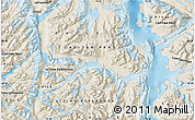 Shaded Relief Map of the area around 48° 38' 36" S, 74° 43' 29" W
