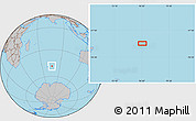 Gray Location Map of the area around 48° 38' 36" S, 76° 34' 29" E