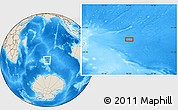 Shaded Relief Location Map of the area around 48° 38' 36" S, 76° 34' 29" E