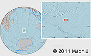 Gray Location Map of the area around 48° 38' 36" S, 77° 25' 30" E, hill shading