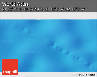 Shaded Relief 3D Map of the Area around 48° 38' 36" S, 83° 13' 29" W