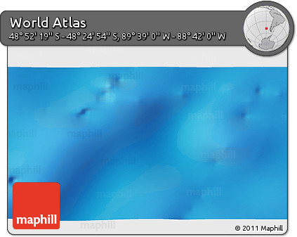Physical 3D Map of the Area around 48° 38' 36" S, 89° 10' 30" W