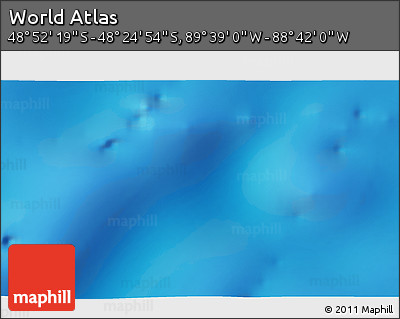 Physical 3D Map of the Area around 48° 38' 36" S, 89° 10' 30" W
