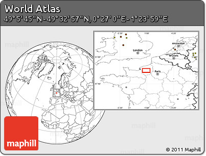 Blank Location Map of the Area around 49° 19' 21" N, 0° 55' 29" E