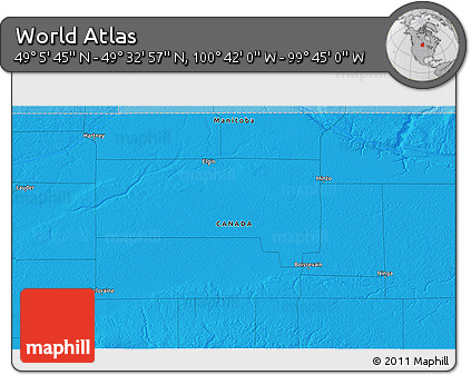 Political 3D Map of the Area around 49° 19' 21" N, 100° 13' 29" W