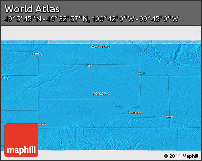 Political 3D Map of the Area around 49° 19' 21" N, 100° 13' 29" W