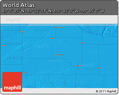 Political 3D Map of the Area around 49° 19' 21" N, 100° 13' 29" W