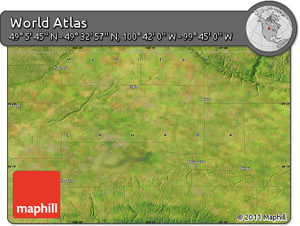 Satellite Map of the Area around 49° 19' 21" N, 100° 13' 29" W