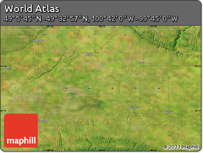 Satellite Map of the Area around 49° 19' 21" N, 100° 13' 29" W