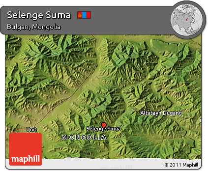 Satellite 3D Map of Selenge Suma