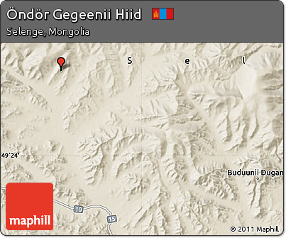 Shaded Relief Map of Öndör Gegeenii Hiid