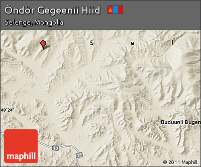 Shaded Relief Map of Öndör Gegeenii Hiid