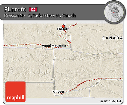 Shaded Relief Panoramic Map of Flintoft