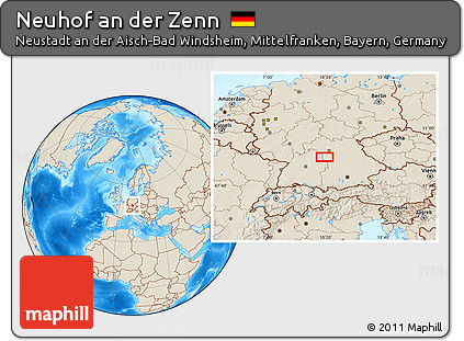 Shaded Relief Location Map of Neuhof An Der Zenn