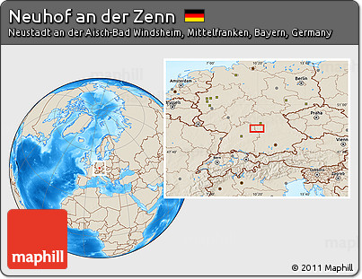 Shaded Relief Location Map of Neuhof An Der Zenn