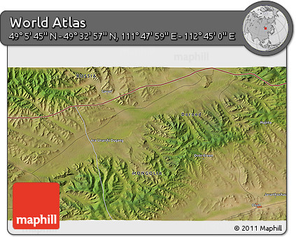 Satellite 3D Map of the Area around 49° 19' 21" N, 112° 16' 30" E