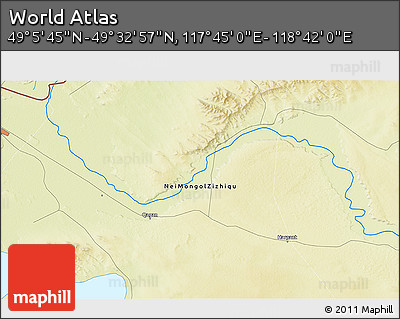 Physical 3D Map of the Area around 49° 19' 21" N, 118° 13' 29" E